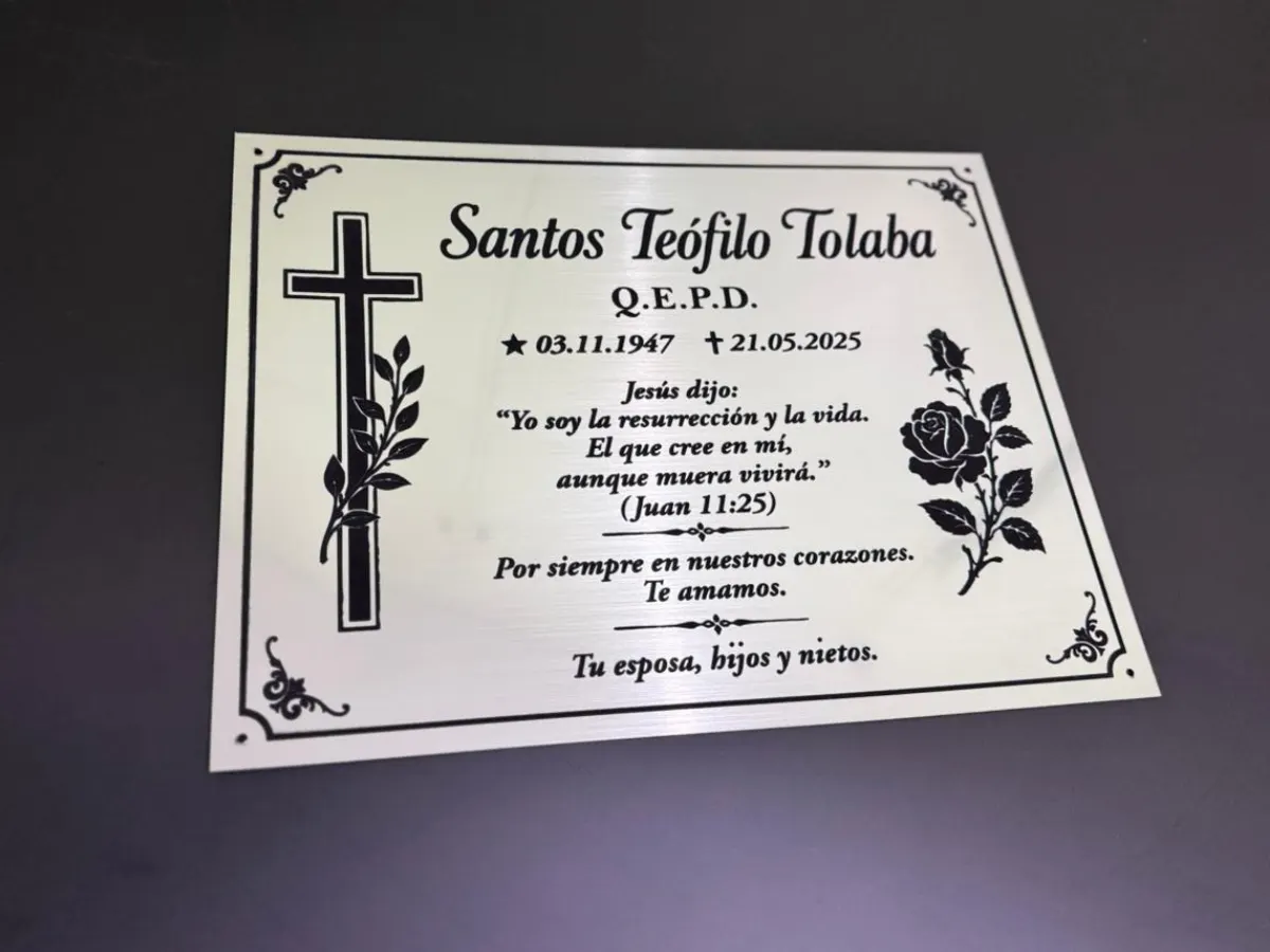 Placa para nicho grabada con láser 6